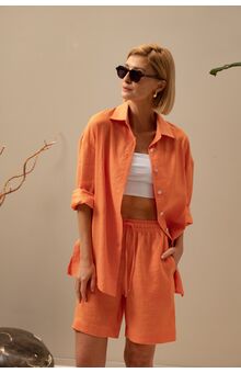 Рубашка женская Лён, Цвет: Оранжевый, Размер: 42, изображение 6