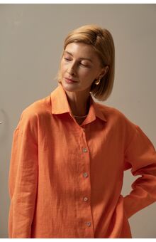 Рубашка женская Лён, Цвет: Оранжевый, Размер: 42, изображение 10