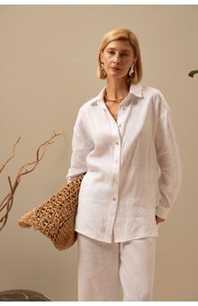 Рубашка женская Лён, Цвет: Белый, Размер: 42, изображение 9