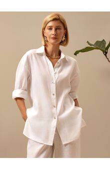 Рубашка женская Лён, Цвет: Светло-молочный, Размер: 42, изображение 3