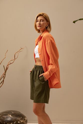 Рубашка женская Лён, Цвет: Оранжевый, Размер: 42, изображение 7