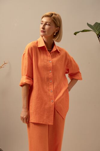 Рубашка женская Лён, Цвет: Оранжевый, Размер: 42, изображение 11