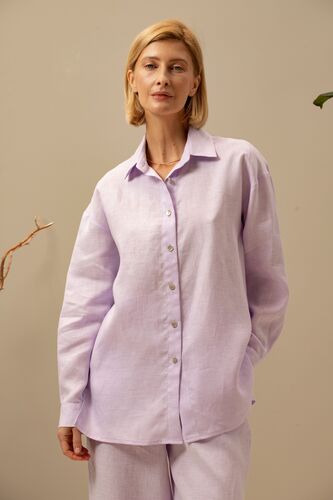 Рубашка женская Лён, Цвет: Лиловый, Размер: 42, изображение 5