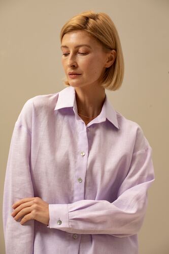 Рубашка женская Лён, Цвет: Лиловый, Размер: 42, изображение 6