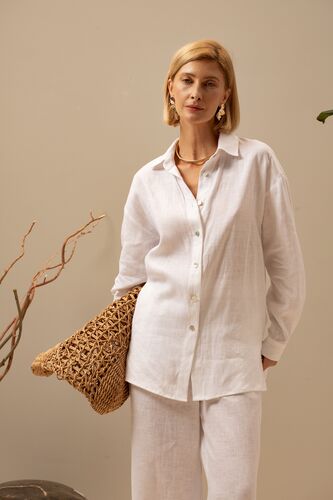 Рубашка женская Лён, Цвет: Белый, Размер: 42, изображение 9